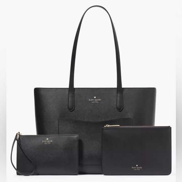 3pc Kate Spade Black Staci Tote and Wristlet Set - Picture 1 of 14